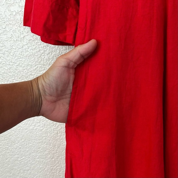 NWT Joie Linen Blend Red Button Down 3/4 Sleeves Maxi Dress, Size XL - Picture 5 of 11